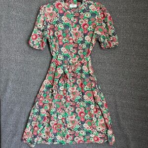 UNTUCKit Floral Midi Dress - Red, Green, White Sz 8